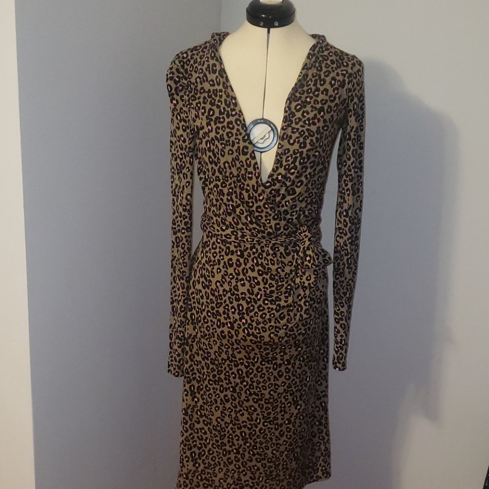 Leopard Print Hoodie Wrap Dress